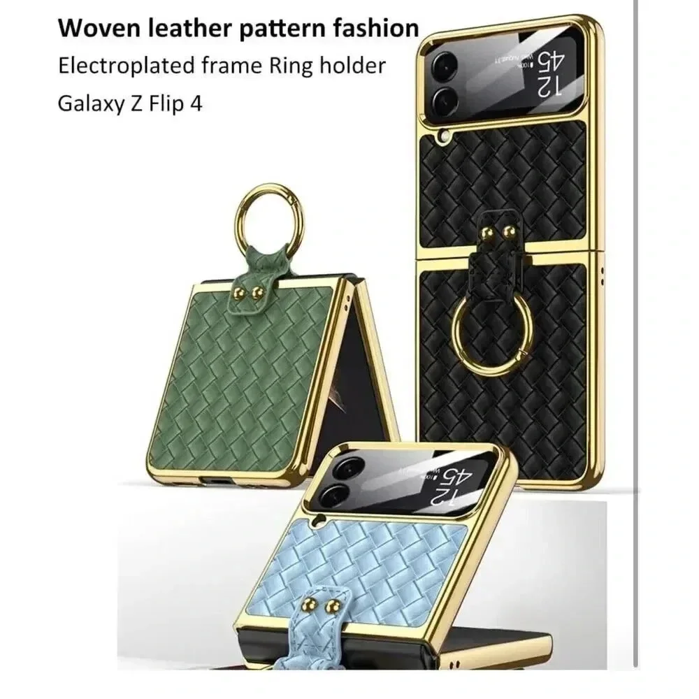 SHIELD Case‎ For Samsung Galaxy Z Flip 4 Weave Fabric Business Style Cool Black